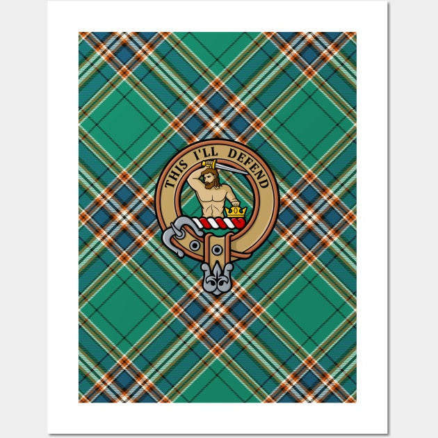 Clan MacFarlane Crest over Ancient Hunting Tartan Wall Art by sifis